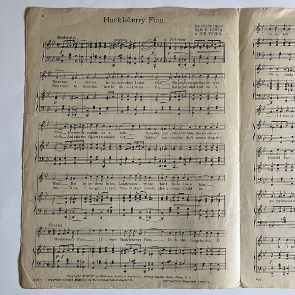 1910s Vintage Sheet Music Huckleberry Finn - If All My Dreams Were Made of Gold - Picture 12 of 16